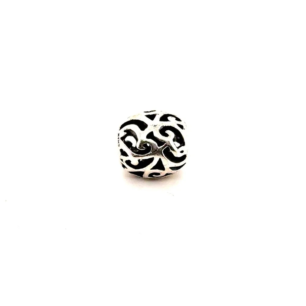 Chamilia Sterling Silver Openwork Filigree Scroll Bead Charm 925 Silver